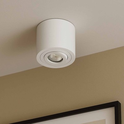 CÓD.6048 FARETTO DA SUPERFICIE CILINDRICO ORIENTABILE Ø9CM COLORE BIANCO