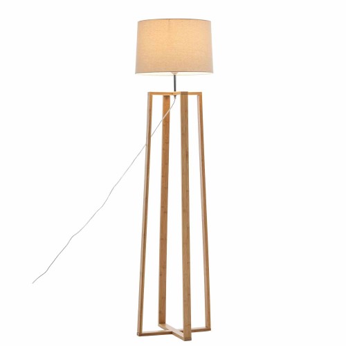 PIE DE SALÓN DE FRESNO BARNIZ NATURAL E TELA TC EM COR BEIGE