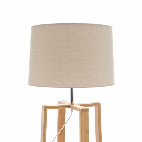 PIE DE SALÓN DE FRESNO BARNIZ NATURAL E TELA TC EM COR BEIGE