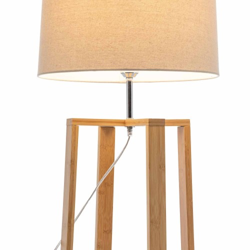 PIE DE SALÓN DE FRESNO BARNIZ NATURAL E TELA TC EM COR BEIGE