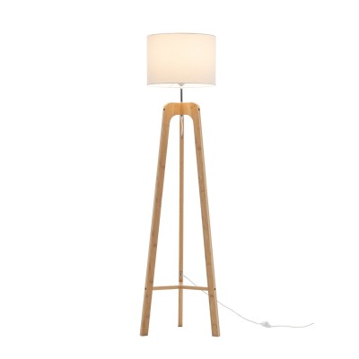 COD. 9048 LAMPADAIRE EN BOIS DE FRÊNE VERNI NATUREL ET ABAT-JOUR EN TISSU TC COULEUR BEIGE 2