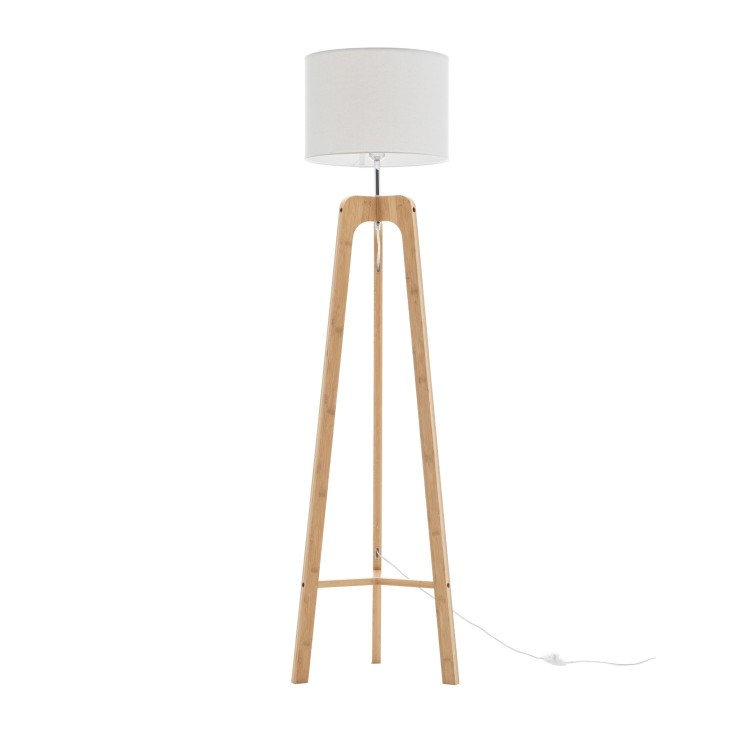 KOD. 9048 STEHLAMPE AUS ESCHENHOLZ MIT NATURFARBENER LACKIERUNG UND TC-STOFF IN BEIGE