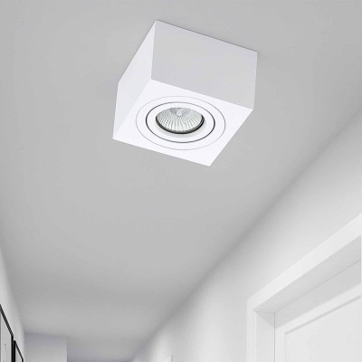 CÓD.6047 FOCO DE SUPERFÍCIE QUADRADO ORIENTÁVEL 9X9CM COR BRANCO