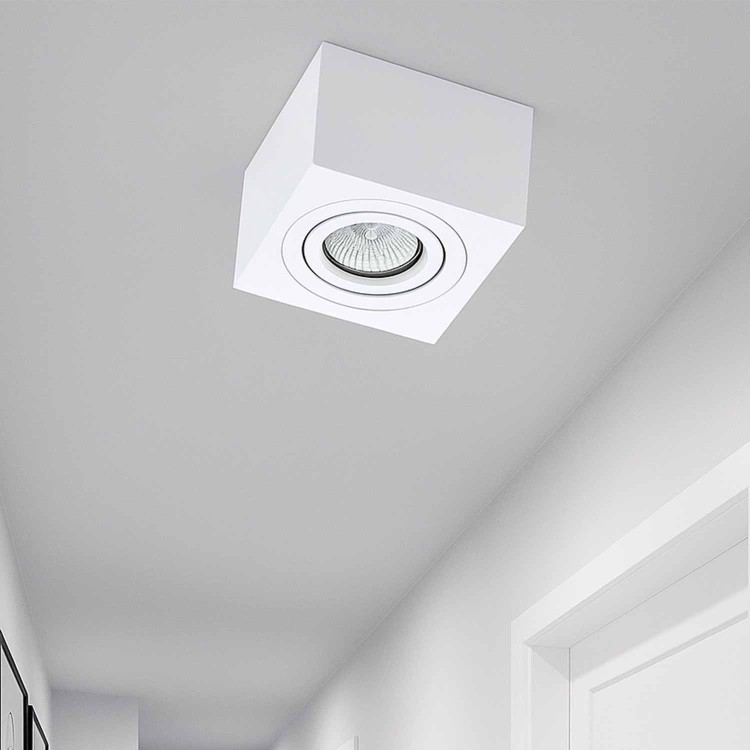 CÓD.6047 FARETTO DA SUPERFICIE QUADRATO ORIENTABILE 9X9CM COLORE BIANCO