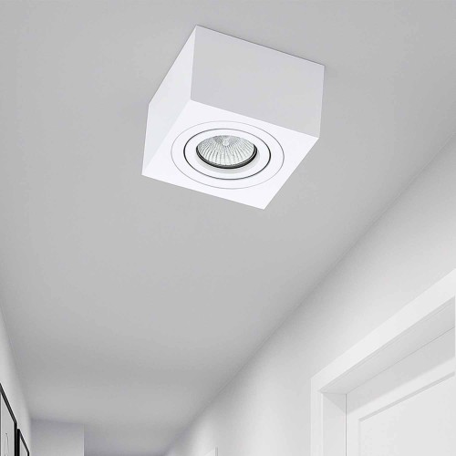 CÓD.6047 FOCO DE SUPERFÍCIE QUADRADO ORIENTÁVEL 9X9CM COR BRANCO