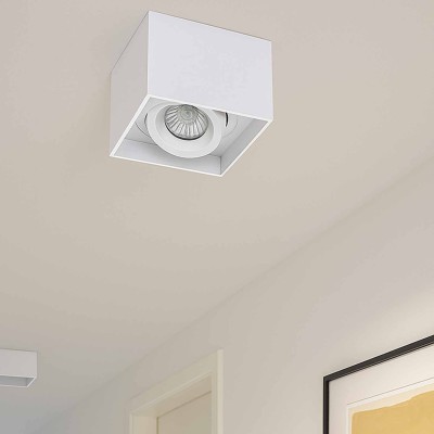 CÓD.6046 FOCO DE SUPERFÍCIE QUADRADO ORIENTÁVEL 9X9CM COR BRANCO