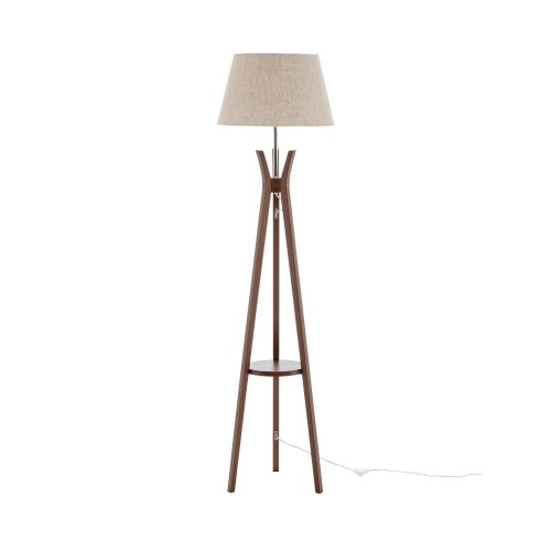 COD. 9049 LAMPADAIRE EN BOIS COULEUR ACAJOU ET ABAT-JOUR EN TISSU TC COULEUR BEIGE