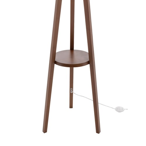 KOD. 9049 STEHLAMPE AUS HOLZ IN MAHAGONIFARBE UND TC-STOFF IN BEIGE