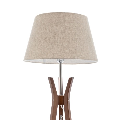 COD. 9049 LAMPADAIRE EN BOIS COULEUR ACAJOU ET ABAT-JOUR EN TISSU TC COULEUR BEIGE