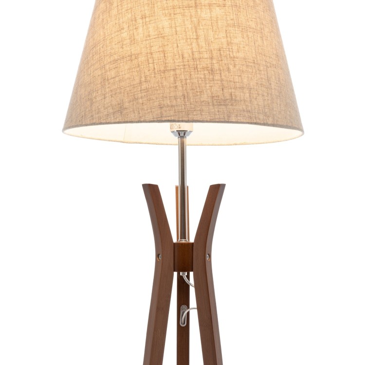 KOD. 9049 STEHLAMPE AUS HOLZ IN MAHAGONIFARBE UND TC-STOFF IN BEIGE