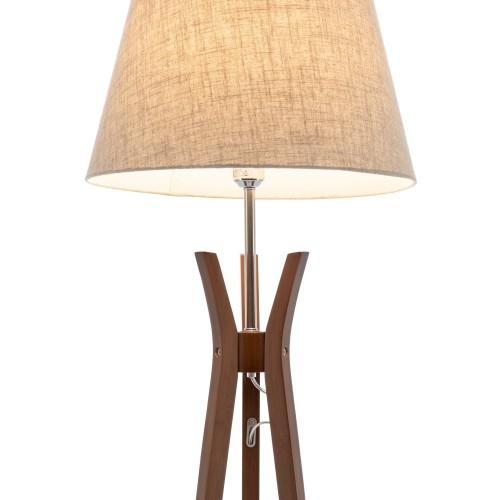 KOD. 9049 STEHLAMPE AUS HOLZ IN MAHAGONIFARBE UND TC-STOFF IN BEIGE