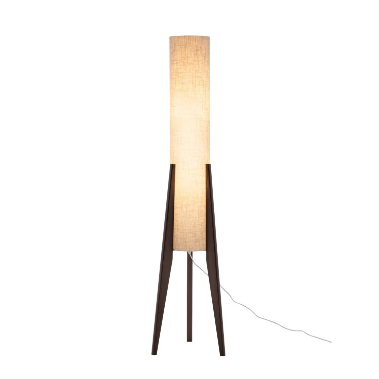 CÓD. 9051 PIANTANA A 2 LUCI IN LEGNO COLOR MOGANO E PARALUME IN TESSUTO TC COLOR BEIGE