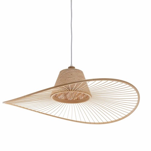 COD. 9053 COLGANTE 1L MADERA, FIBRAS NATURALES  Y ACERO PINTADO BLANCO Ø80CM