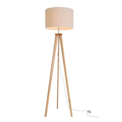 PIE DE SALÓN DE MADERA DE FRESNO BARNIZ NATURAL Y TELA DE SACO 2