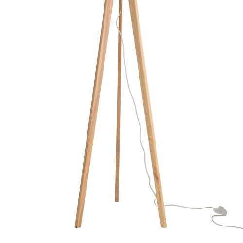 PIE DE SALÓN DE MADERA DE FRESNO BARNIZ NATURAL Y TELA DE SACO