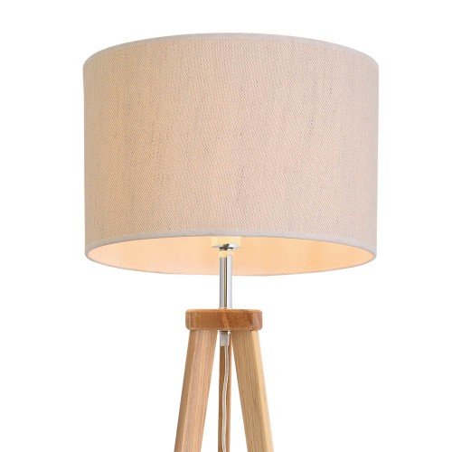 PIE DE SALÓN DE MADERA DE FRESNO BARNIZ NATURAL Y TELA DE SACO