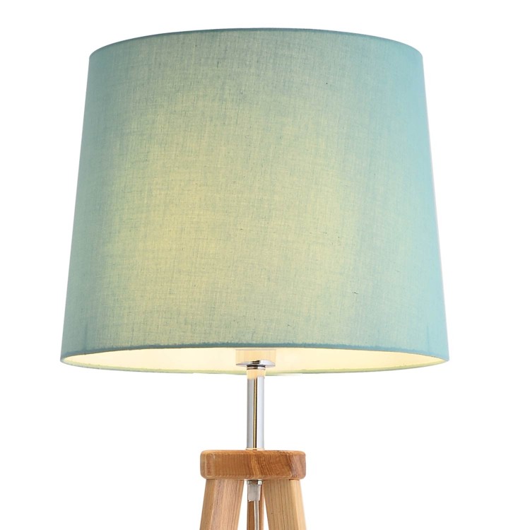 CÓD. 9059 PIE DE SALÓN DE MADERA DE FRESNO BARNIZ NATURAL Y TELA TC EN COLOR AGUAMARINA