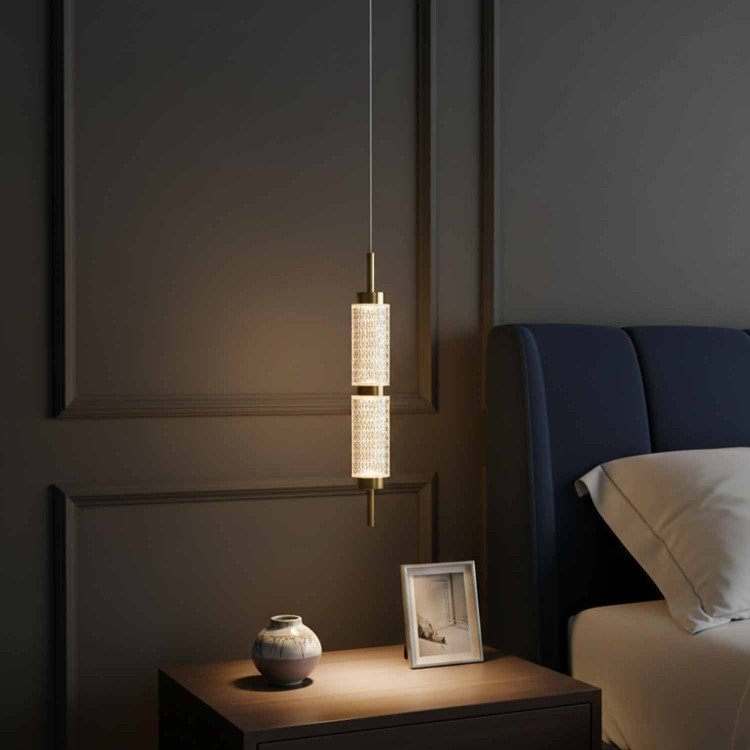 COD.3320 LAMPADA A SOSPENSIONE LED IN ACRILICO E ACCIAIO DORATO