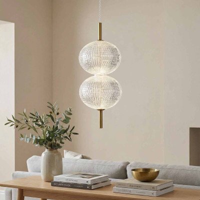 CÓD.3322 COLGANTE LED ACRÍLICO Y ACERO DORADO