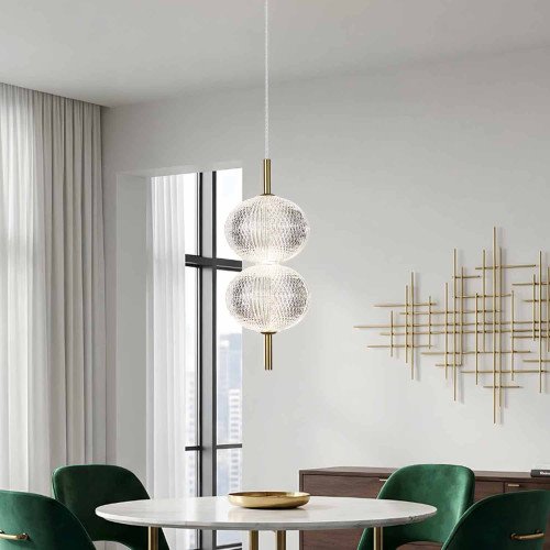 RÉF. 3322 SUSPENSION LED EN ACRYLIQUE ET ACIER DORÉ