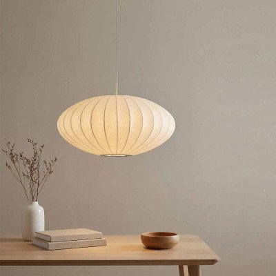 COD. 3325 LAMPADARIO A SOSPENSIONE 1L SETA ARTIFICIALE CON TRAMA DI FILO Ø40CM