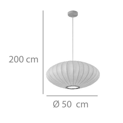 COD. 3326 LAMPADARIO A SOSPENSIONE 1L SETA ARTIFICIALE CON TRAMA DI FILO Ø50CM