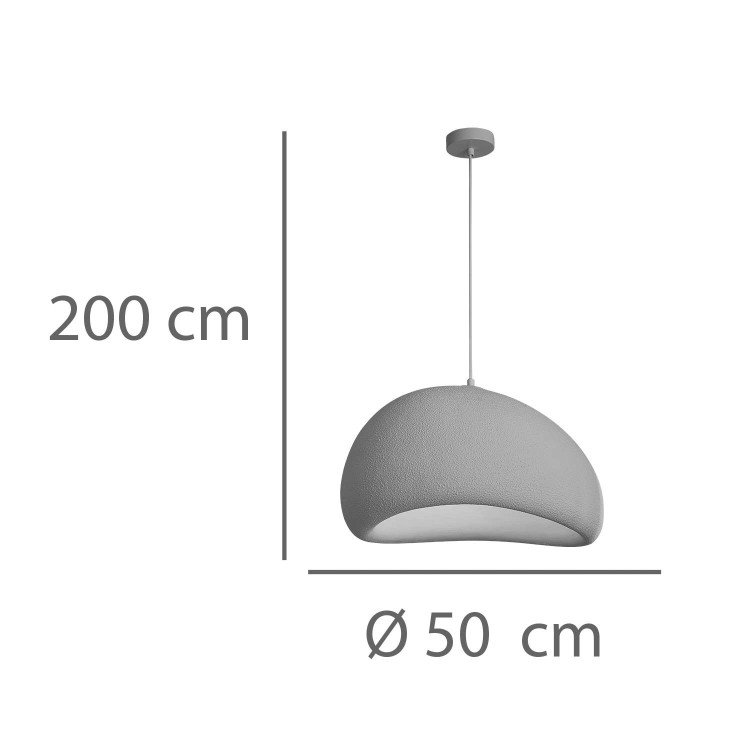 COD.3334 LAMPADA A SOSPENSIONE 1L IMITAZIONE PIETRA Ø 50CM