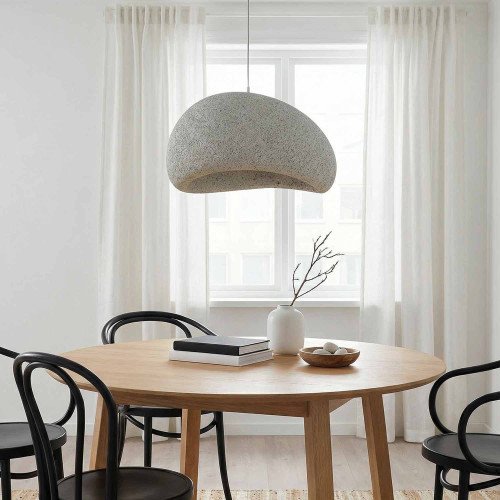 ART.-NR. 3335 PENDELLEUCHTE 1-FLAMMIG STEINOPTIK GRAU Ø 40CM