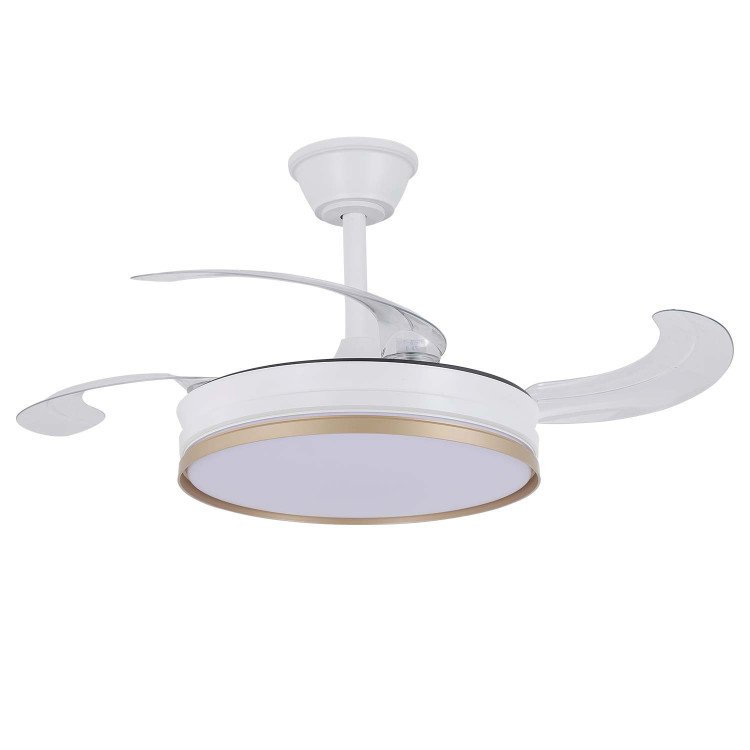 CÓD. 7071 VENTOINHA DE TETO LED DC BRANCA E DOURADA 91,5 CM