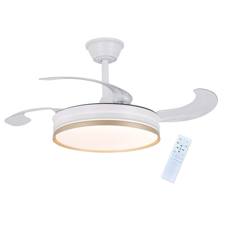 CÓD. 7071 VENTILADOR DE TECHO LED DC BLANCO Y DORADO 91,5 CM