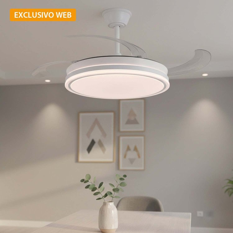 COD. 7073 VENTILATORE DA SOFFITTO LED DC BIANCO 106 CM