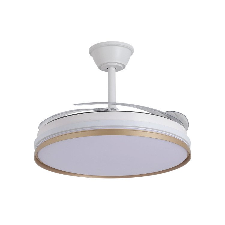 ART.-NR. 7074 LED DC DECKENVENTILATOR WEISS-GOLD 106 CM