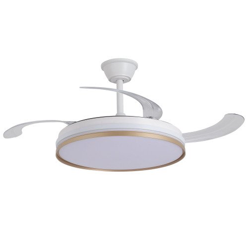 CÓD. 7074 VENTOINHA DE TETO LED DC BRANCA E DOURADA 106 CM
