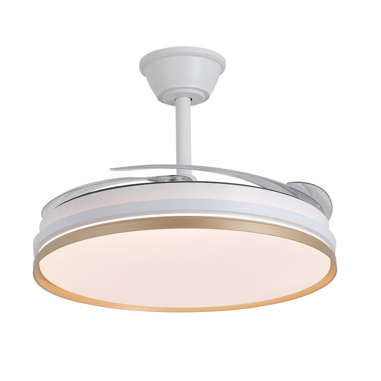 CÓD. 7074 VENTOINHA DE TETO LED DC BRANCA E DOURADA 106 CM