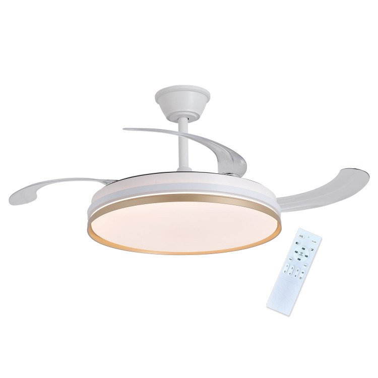 RÉF. 7074 VENTILATEUR DE PLAFOND LED DC BLANC ET DORÉ 106 CM