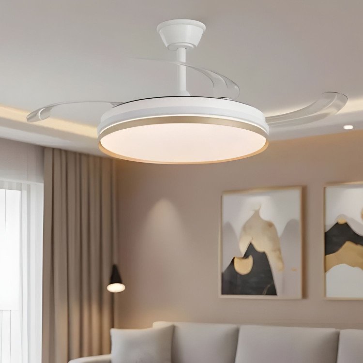 ART.-NR. 7074 LED DC DECKENVENTILATOR WEISS-GOLD 106 CM