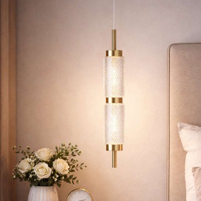 COD.3320 LAMPADA A SOSPENSIONE LED IN ACRILICO E ACCIAIO DORATO