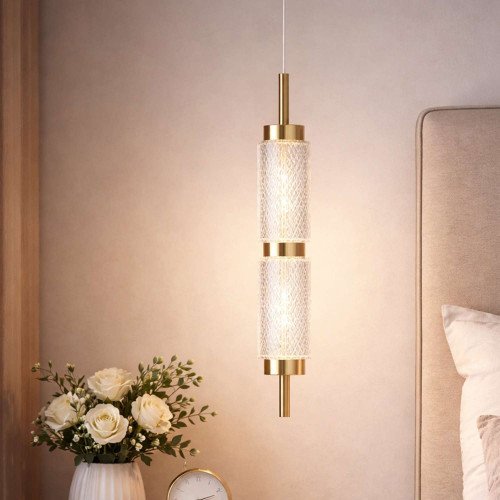 CÓD.3320 PENDENTE LED EM ACRÍLICO E AÇO DOURADO