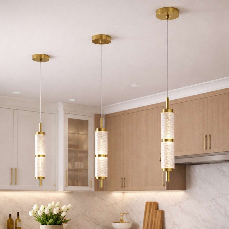 CÓD.3320 COLGANTE LED ACRÍLICO Y ACERO DORADO