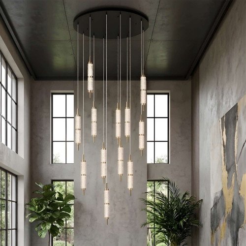 RÉF.3320 SUSPENSION LED EN ACRYLIQUE ET ACIER DORÉ