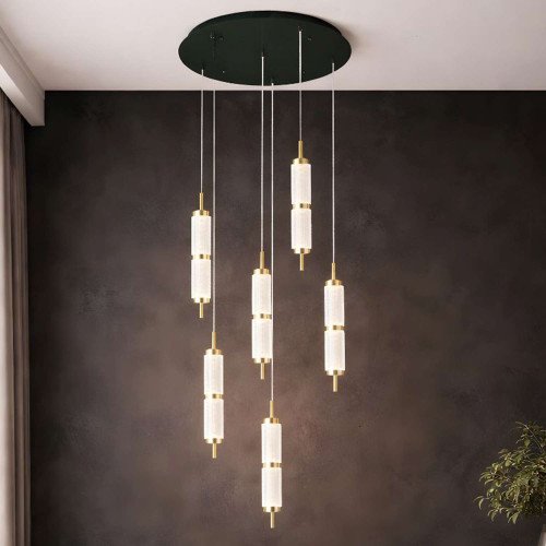 CÓD.3320 PENDENTE LED EM ACRÍLICO E AÇO DOURADO