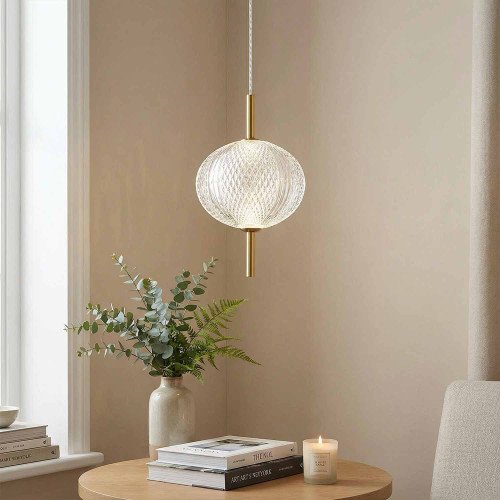 CÓD. 3323 PENDENTE LED EM ACRÍLICO E AÇO DOURADO