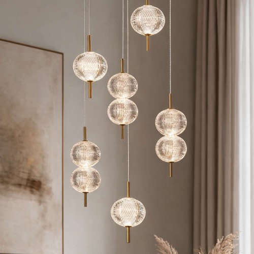 CÓD. 3323 PENDENTE LED EM ACRÍLICO E AÇO DOURADO