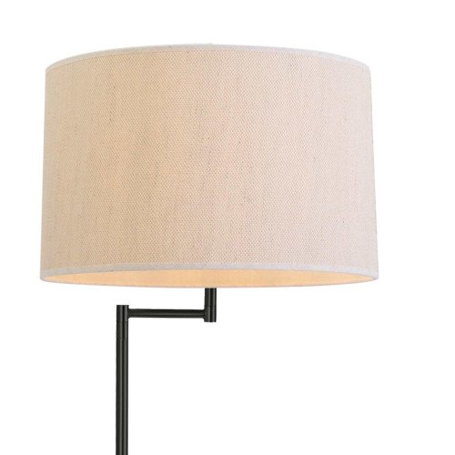 PIE DE SALÓN ACERO PINTADO NEGRO, MADERA Y TEXTIL COLOR BEIGE