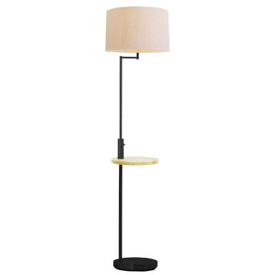 RÉF. 3142 LAMPADAIRE EN ACIER PEINT NOIR, BOIS ET TEXTILE COULEUR BEIGE 2
