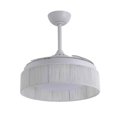 CODE 7089 VENTILATEUR LED DC BLANC ET CORDE EN FIL NATUREL BLANC 38W Ø91CM