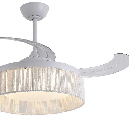 RÉF.7090 VENTILATEUR LED DC BLANC ET CORDE EN FIL NATUREL BLANC 58W Ø106CM