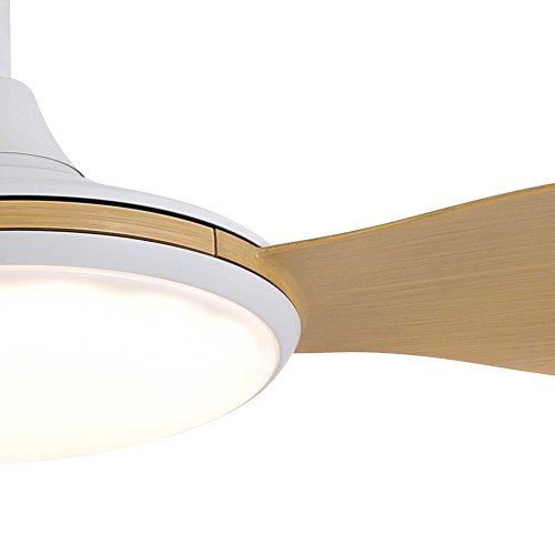 ART.-NR.7084 DC-LED-DECKENVENTILATOR WEISS UND ABS-FLÜGEL HELLES HOLZ 24W Ø132CM