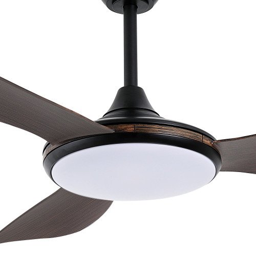 RÉF.7085 VENTILATEUR LED DC NOIR ET PALES ABS BOIS FONCÉ 24W Ø132CM