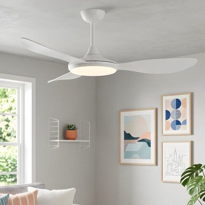 CÓD.7091 VENTILADOR LED DC BLANCO Y PALAS ABS BLANCO 24W Ø132CM